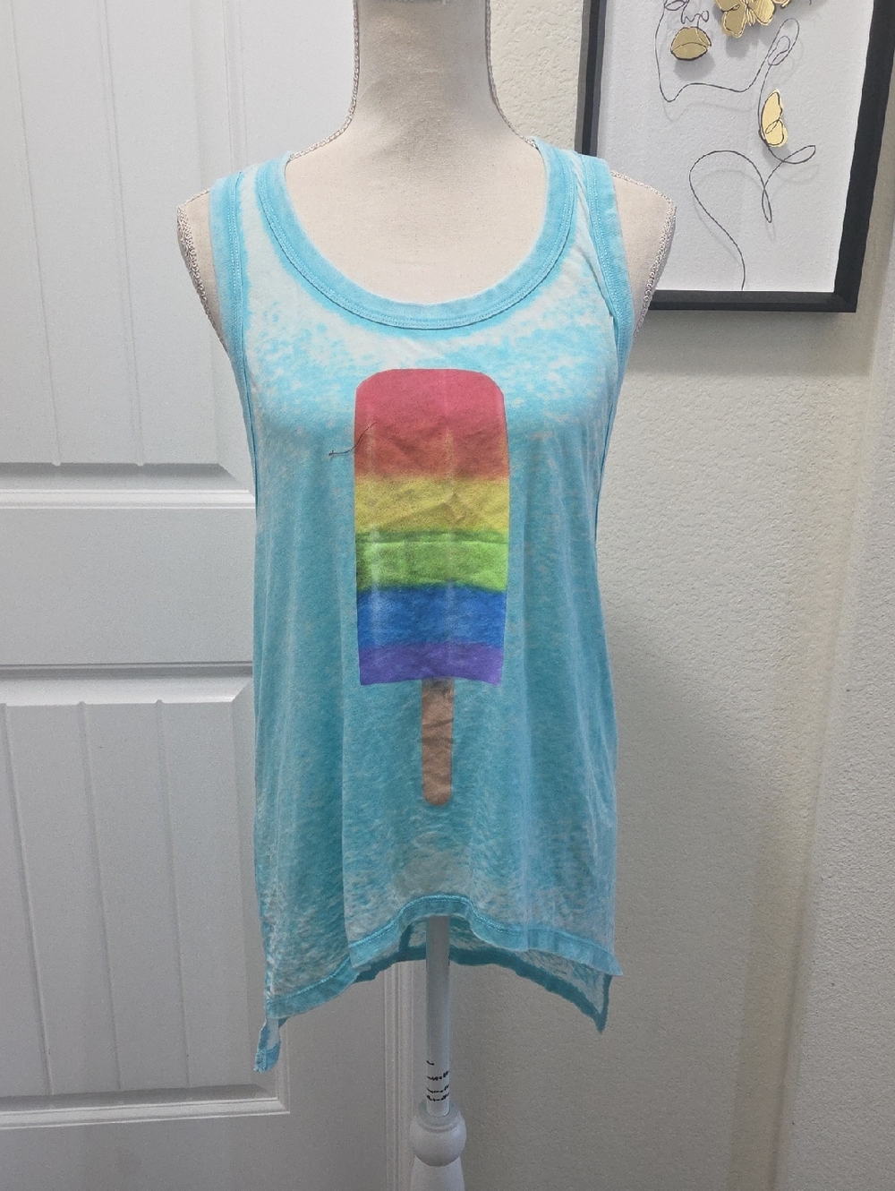 Chaser Light Blue Tank Top with Rainbow Popsicle Graphic